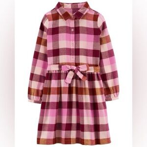 Carter's Pink and Brown Plaid Dress with Belt 100% Cotton